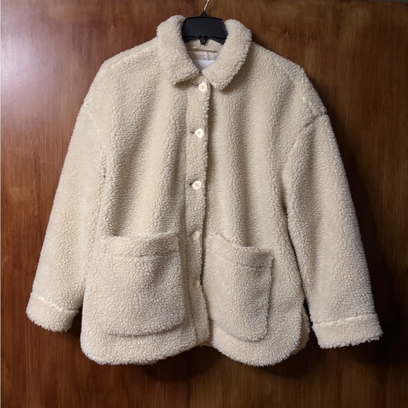 EUC Madewell Sherpa Walton Shirt-Jacket | White Teddy Coat | Women’s Plus XXL - Picture 3 of 16